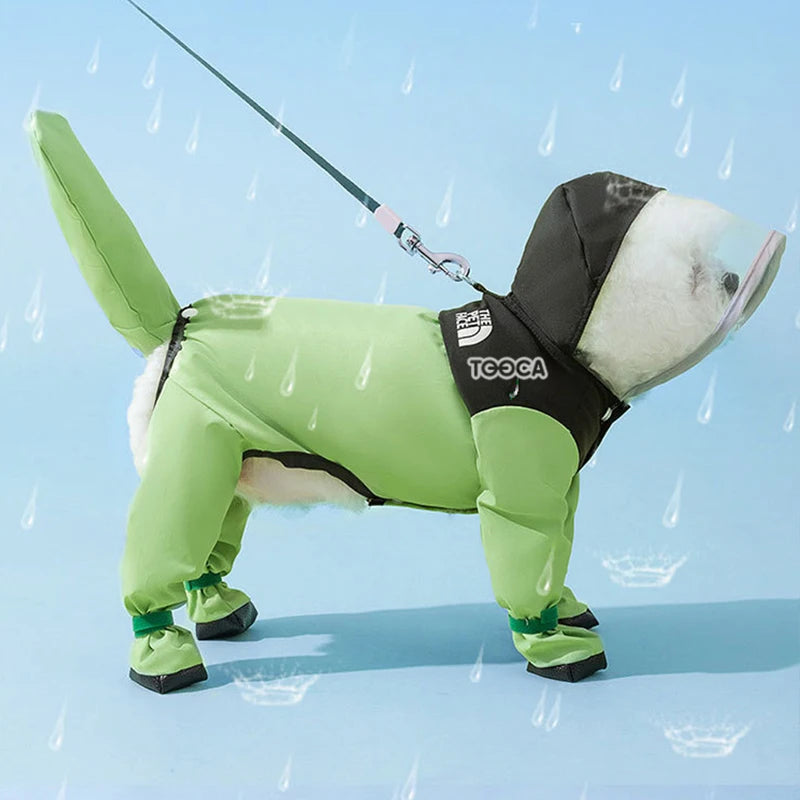 Dog Raincoat Pet Waterproof with Transparent Hooded Jumpsuit Costume