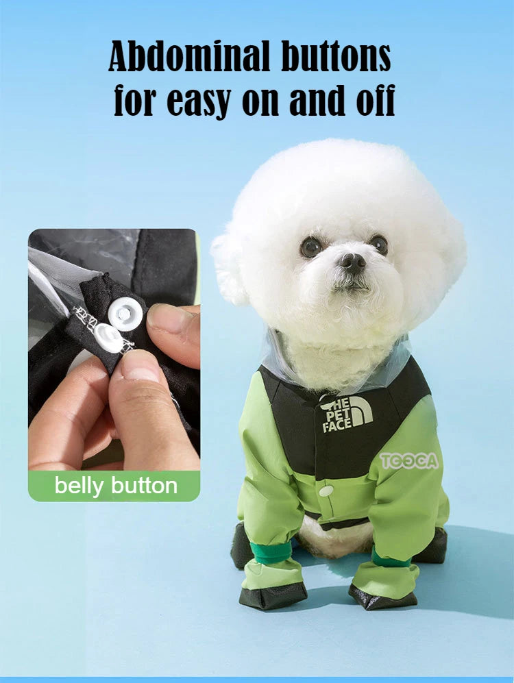 Dog Raincoat Pet Waterproof with Transparent Hooded Jumpsuit Costume