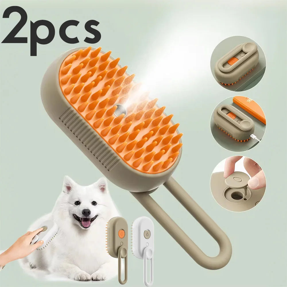 Steam Pet Brush Massage Dog Steamy Brush Spray Hair Removal Comb