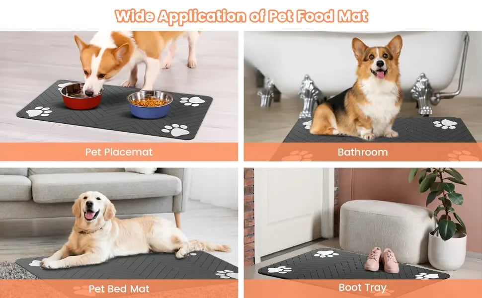 Absorbent Pet Feeding Mat, Waterproof Placemat for Pet Food & Water Bowls