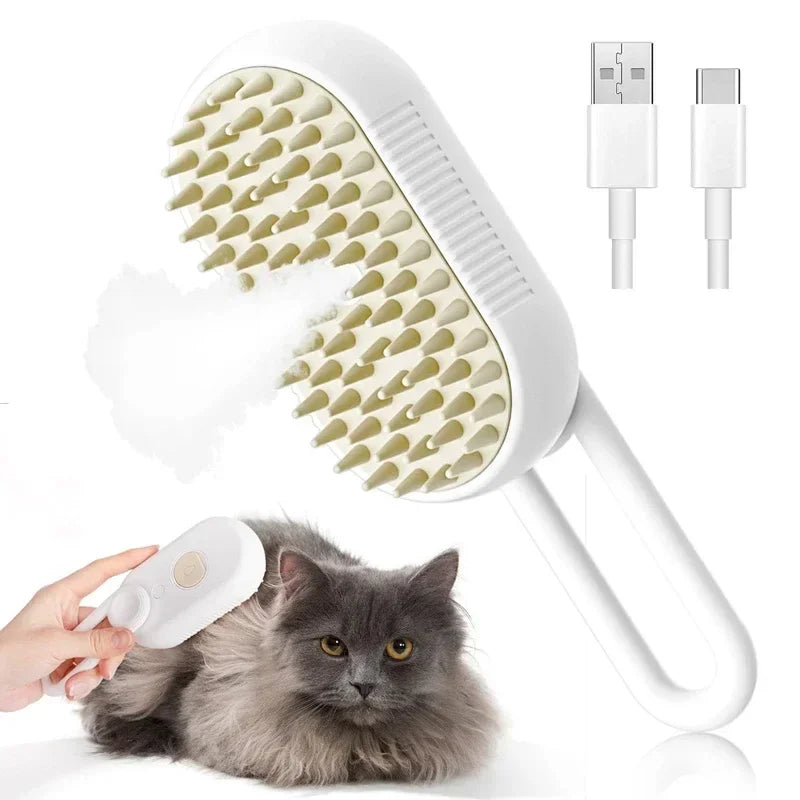 Steam Pet Brush Massage Dog Steamy Brush Spray Hair Removal Comb