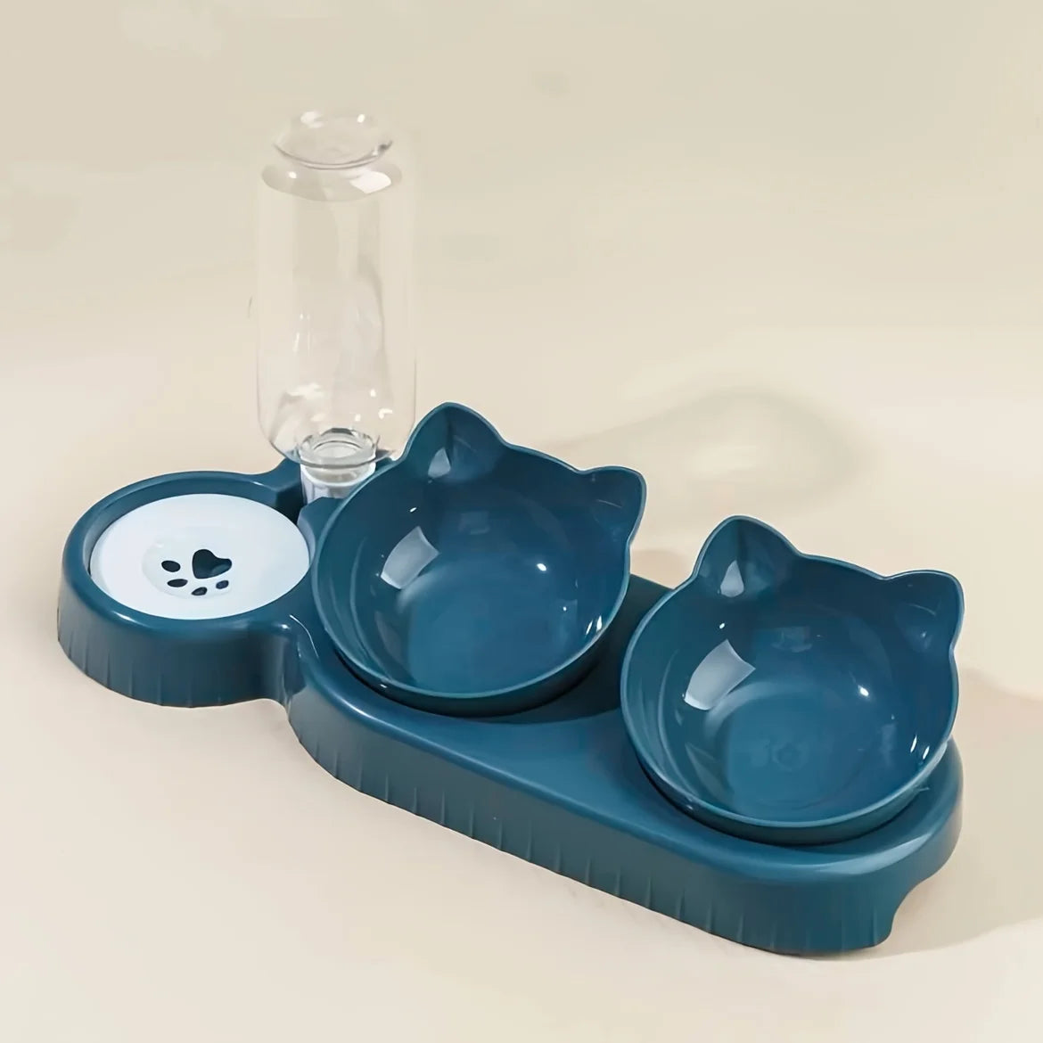 Pet Bowls With Water Feeder, Ear Design Tilted Cat Water And Food Bowl Set