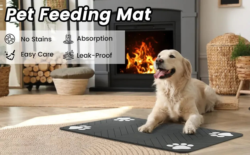 Absorbent Pet Feeding Mat, Waterproof Placemat for Pet Food & Water Bowls