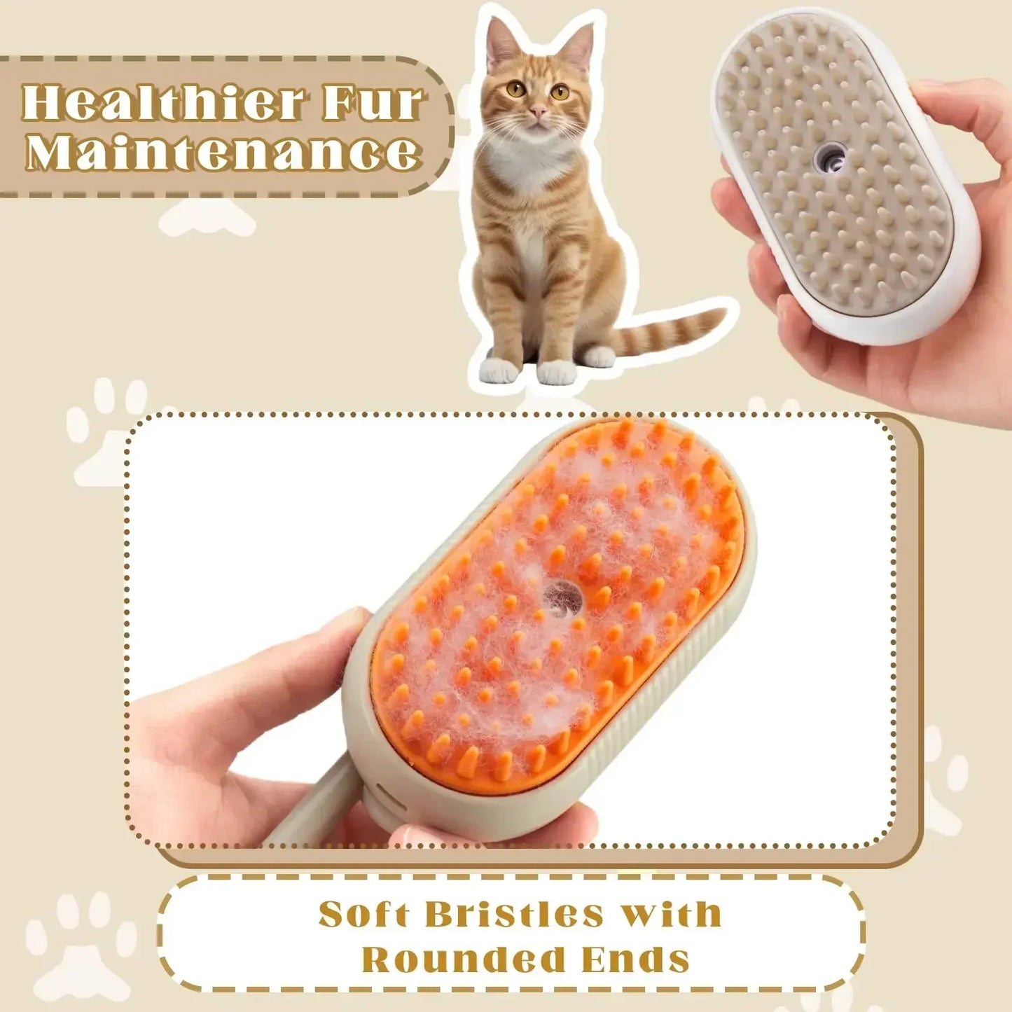 Steam Pet Brush Massage Dog Steamy Brush Spray Hair Removal Comb