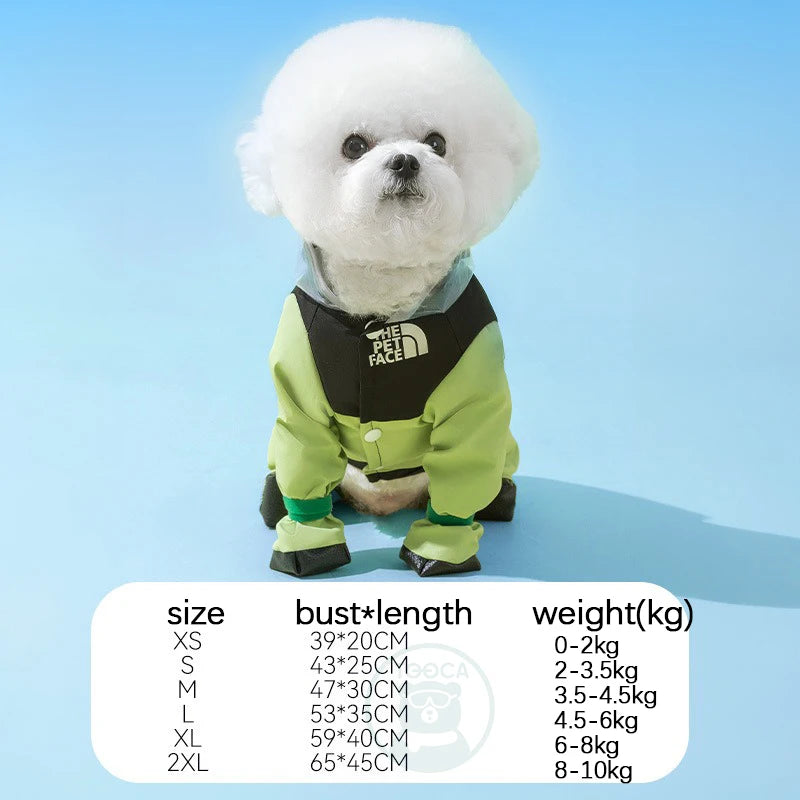 Dog Raincoat Pet Waterproof with Transparent Hooded Jumpsuit Costume