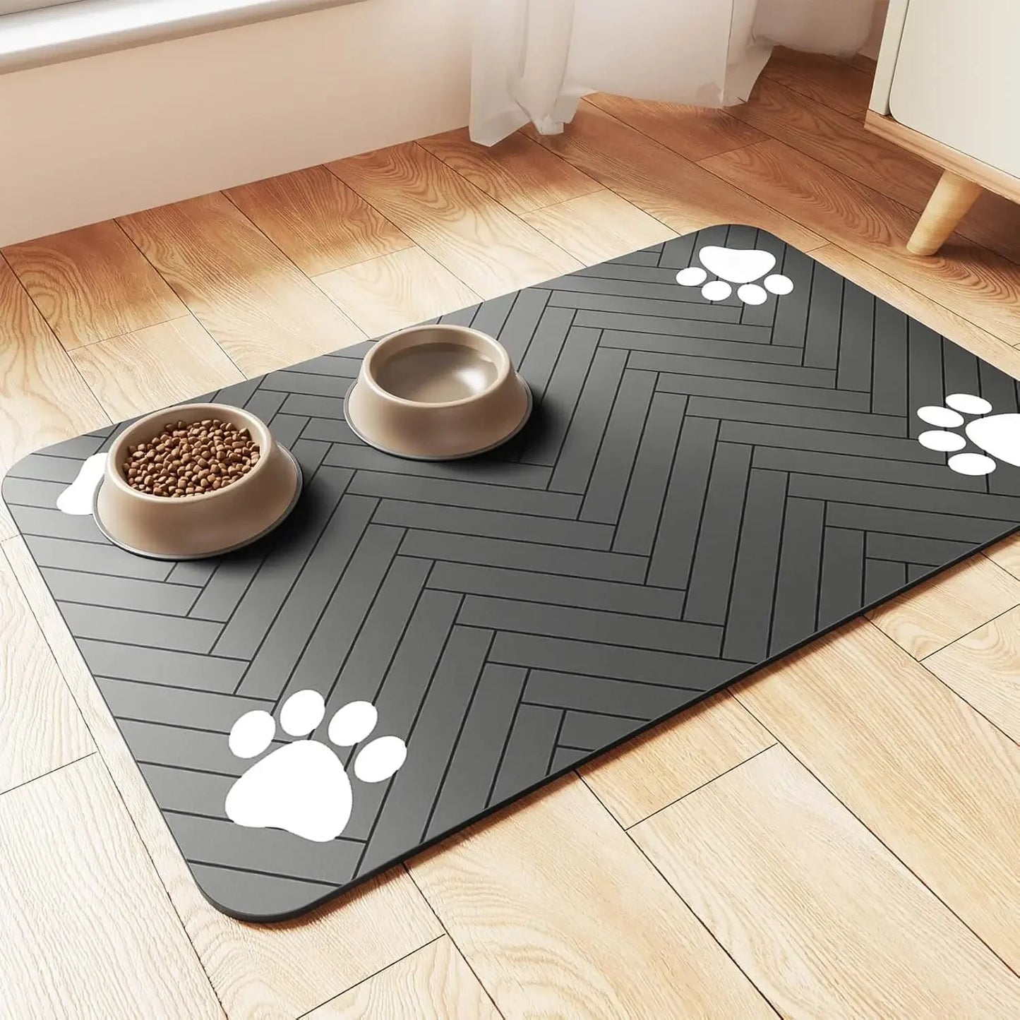 Absorbent Pet Feeding Mat, Waterproof Placemat for Pet Food & Water Bowls